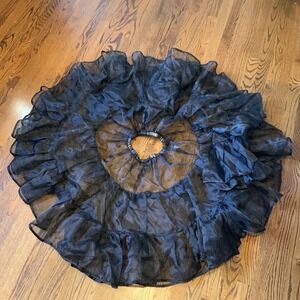 Black Petticoat Sz OS Short‎ Sheer Tiered Whimsigoth Fairy Grunge Witchy EUC